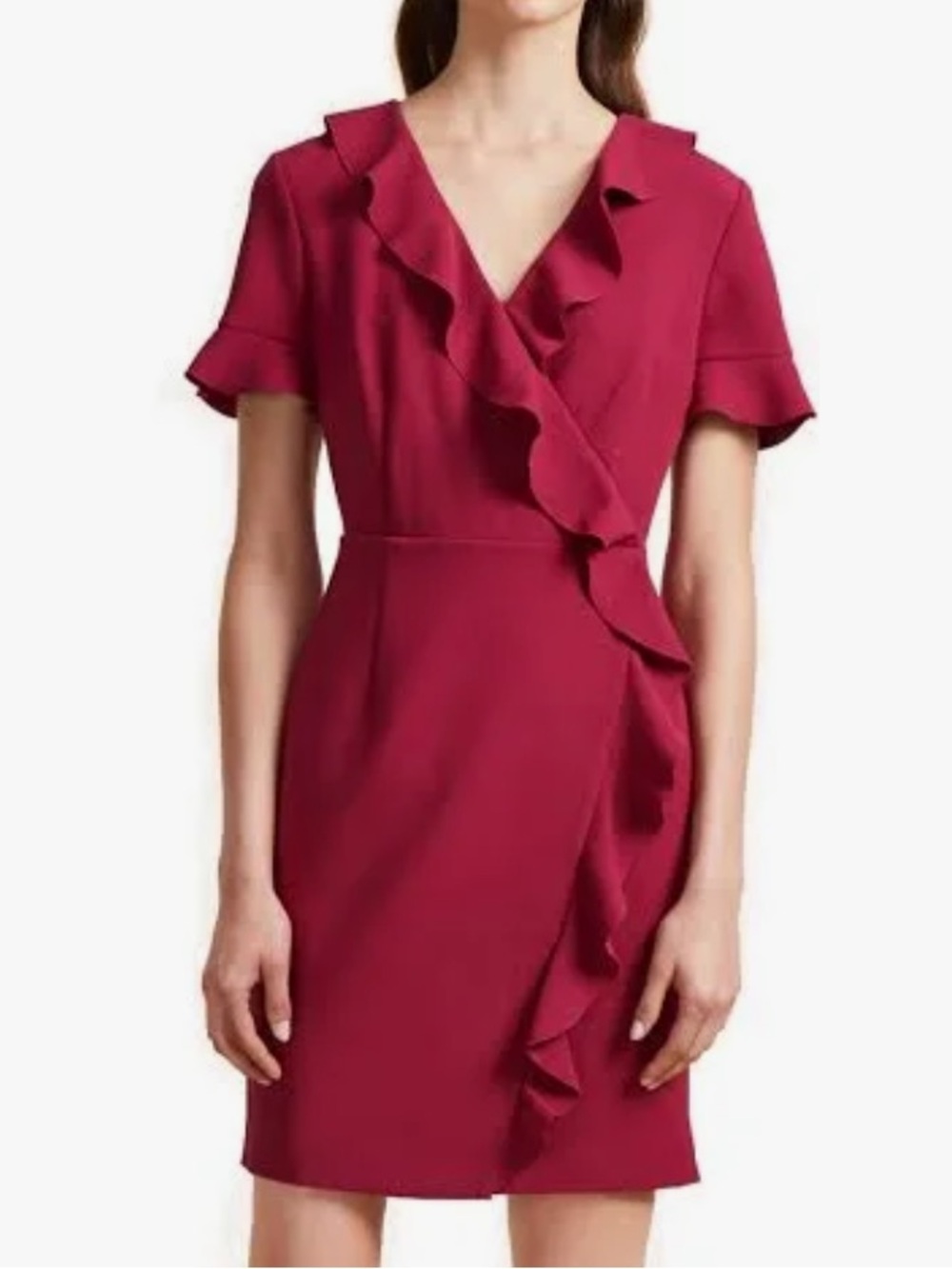 French Connection Alianor Stretch VNeck Frill Dress